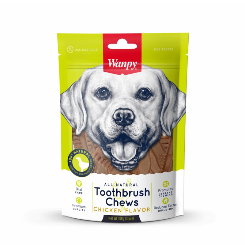 تشویقی سگ ونپی ژلاتینی مسواک با طعم مرغ Wanpy Toothbrush Chews (Chicken Flavor)