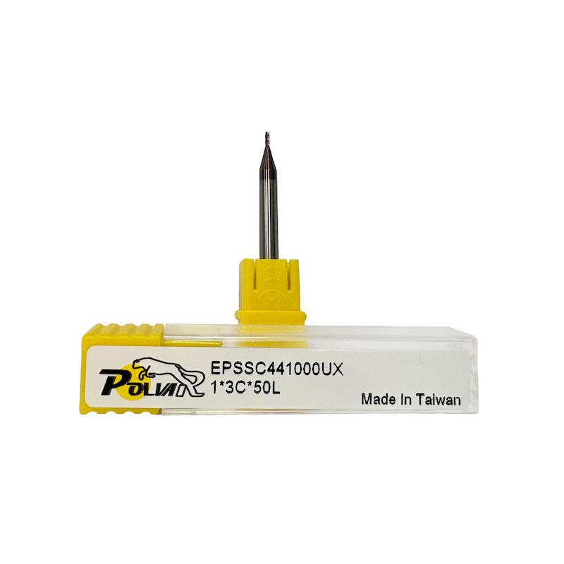 فرز انگشتی الماس (کارباید) سرتخت 1 میلی متر برند POLVAR مدل 4F-55HRC)1*3*4*50)