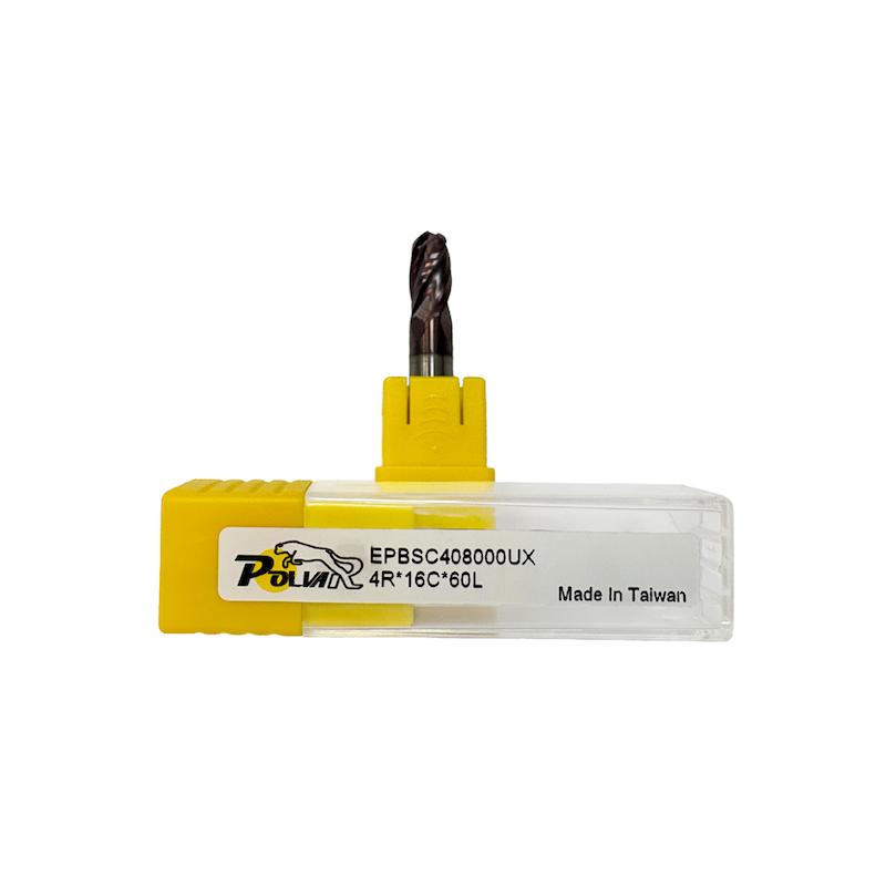 فرز انگشتی الماس (کارباید) کروی چهارپر 8 میلی متر برند POLVAR مدل 4F-55HRC)4R*16*8*60)