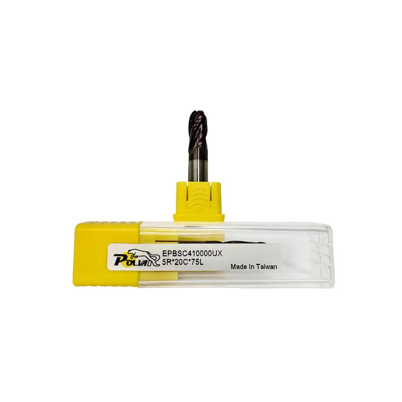 فرز انگشتی الماس (کارباید) کروی چهارپر 10 میلی متر برند POLVAR مدل 4F-55HRC)5R*20*10*75)