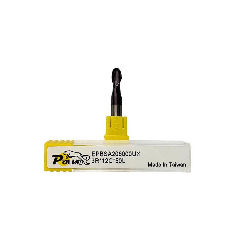 فرز انگشتی الماس (کارباید) کروی 6 میلی متر برند POLVAR مدل 2F-55HRC)3R*12*6*50)