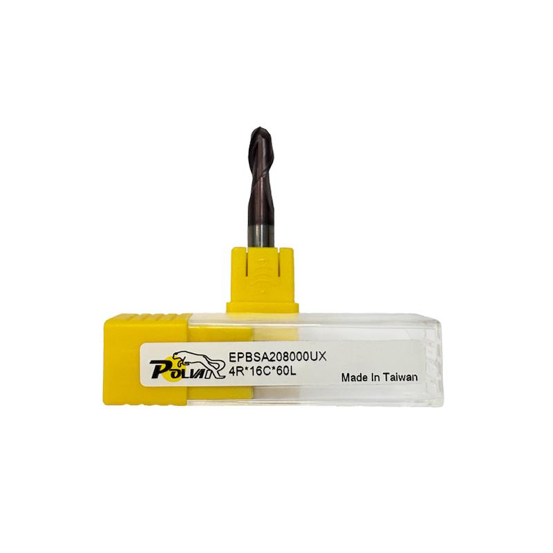 فرز انگشتی الماس (کارباید) کروی 8 میلی متر برند POLVAR مدل 2F-55HRC)4R*16*8*60)