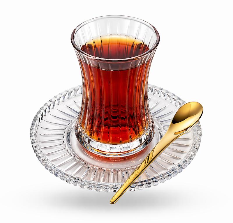 استکان و نعلبکی بلوری تراشدار پاشاباغچه مدل ELYSIA  کد 950097