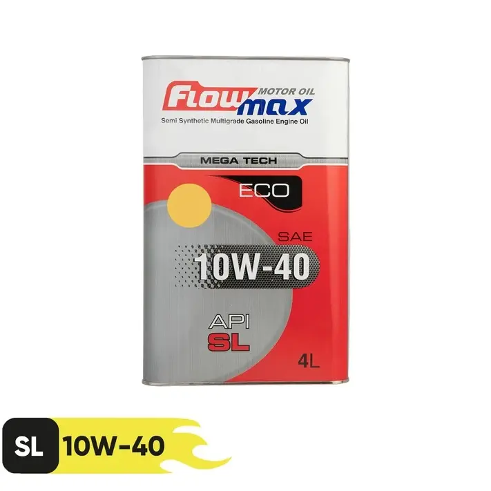 روغن موتور فلومکس 10W40  MEGA tech  eco تمام سنتتیک SL حجم 4 لیتر 