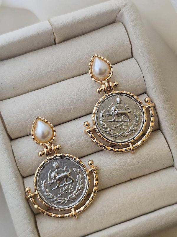 گوشواره سکه مروارید اشکی