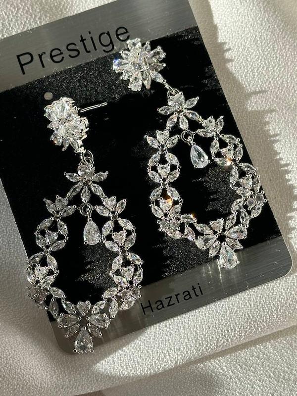 گوشواره طرح جواهر گل آویزدار
