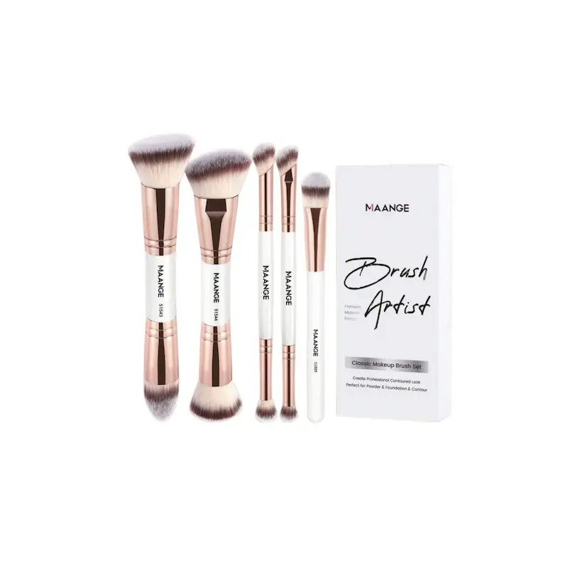ست 5 عددی براش حرفه‌ای دو سر مانژ (MAANGE) مخصوص صورت و چشم ✨
