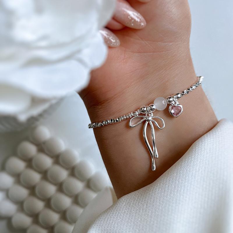 دستبند پاپیون قلب صورتی