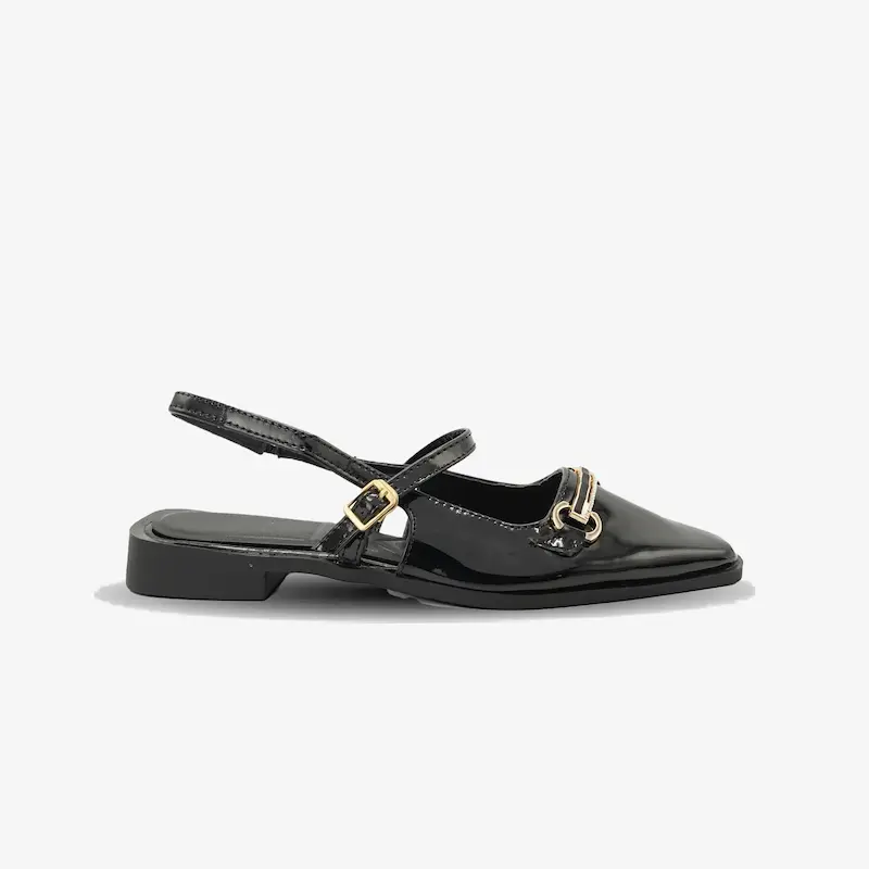 کفش کالج زنانه ورنی مدل Flat shoes - 0218 _ Black