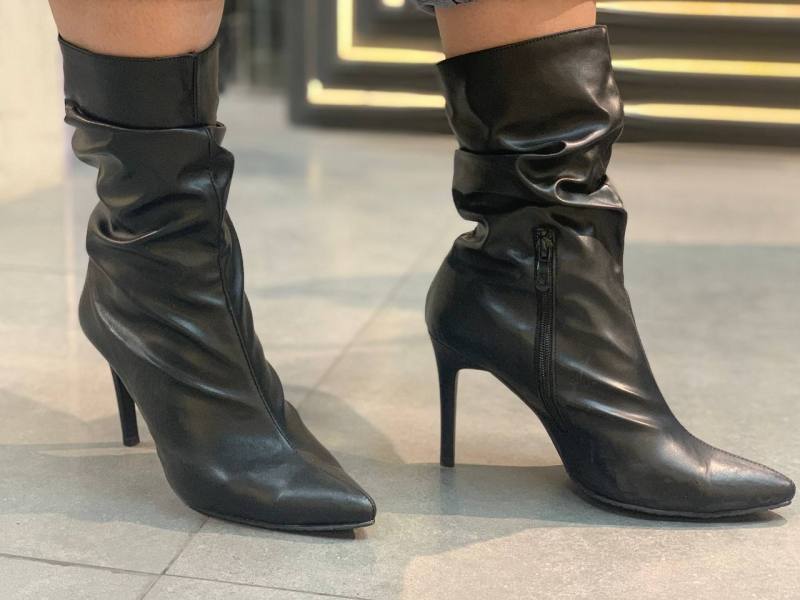 کفش نیم بوت زنانه مدل Heeled Leather Ankle Boots - Simple