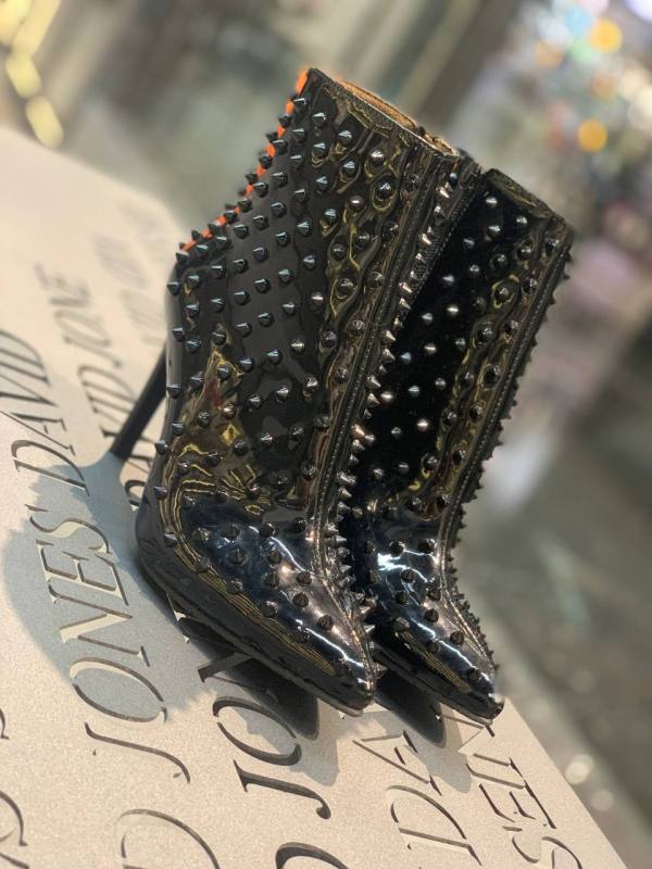 کفش نیم بوت زنانه مدل Heeled Leather Ankle Boots - Patterned