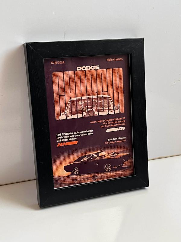 قاب عکس مدل Dodge Charger R/T 1970 – طرح رترو قرمز