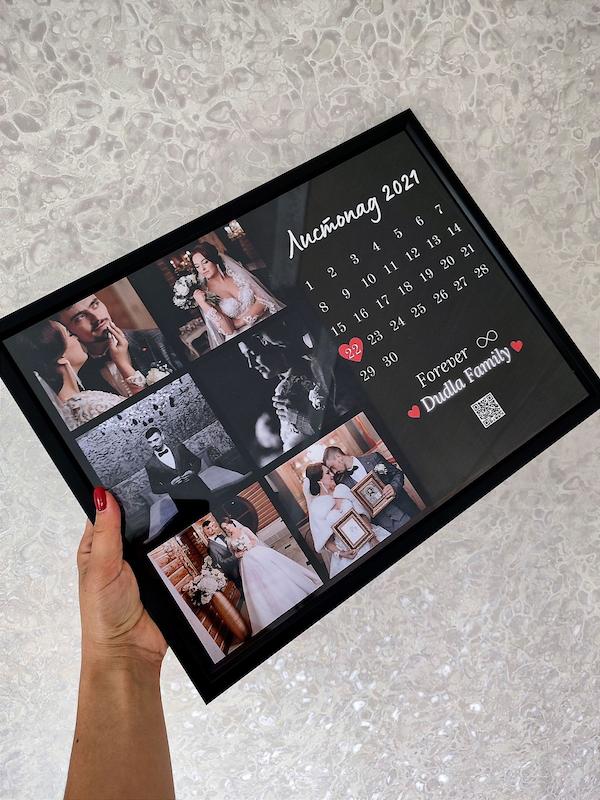 قاب عکس تقویمی عروس و داماد – طراحی سفارشی و یادبود
