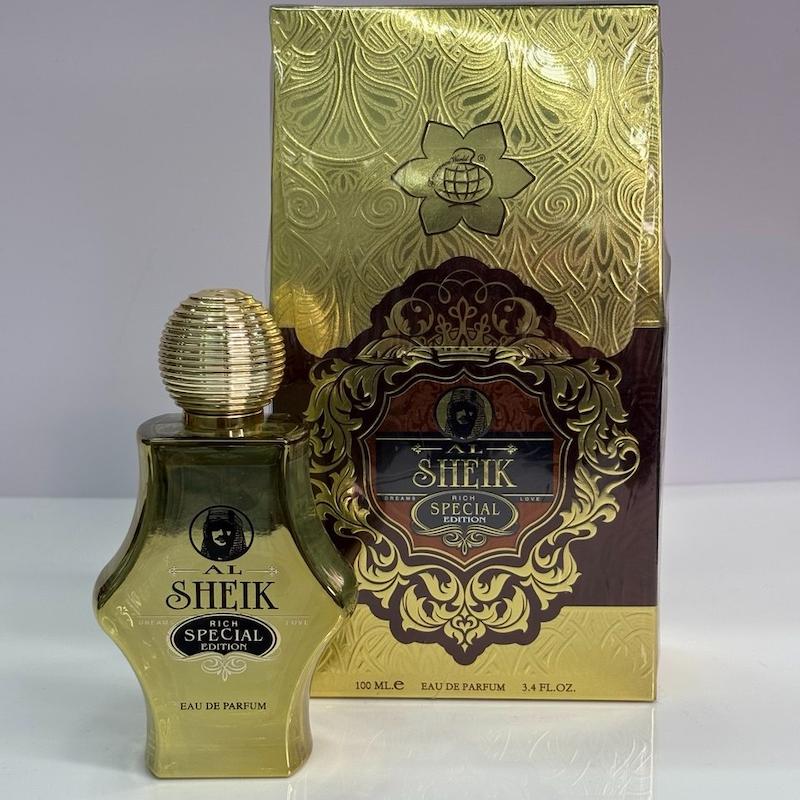 ادکلن مردانه فراگرنس ورد مدل شیخ ریچ اسپشیال (شیخ طلایی)