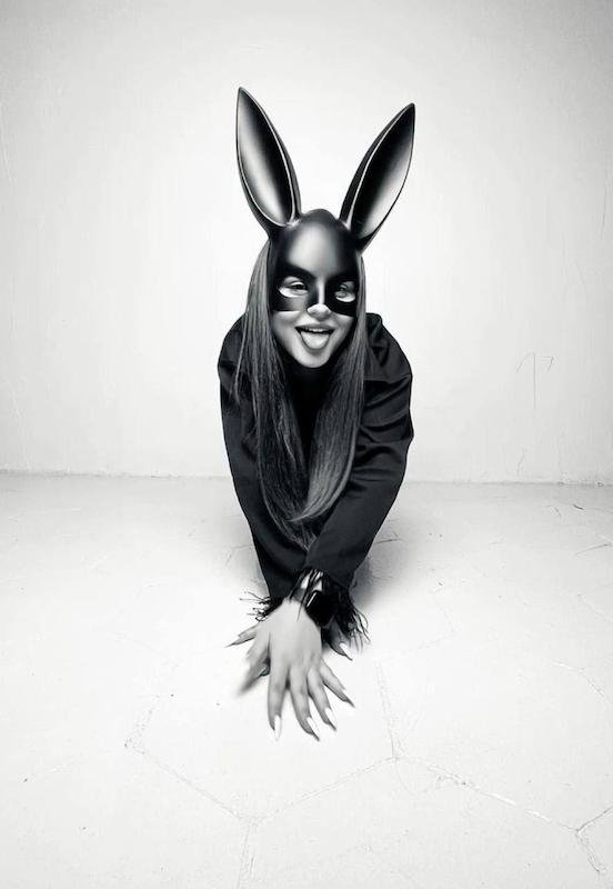 نقاب بالماسکه گوش‌دار مدل فانتزی (BDSM Mask) مشکی براق