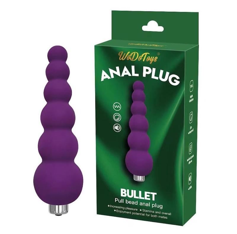 بات پلاگ ویبره‌دار سیلیکونی WD Toys Bullet | خرید آنال پلاگ ویبره