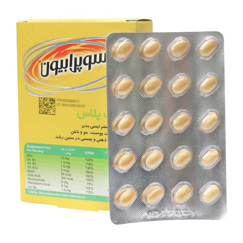 جعبه کپسول زینک پلاس سوپرابیون مکمل ضد ریزش مو و انرژی بخش کارمندان - تیدارو