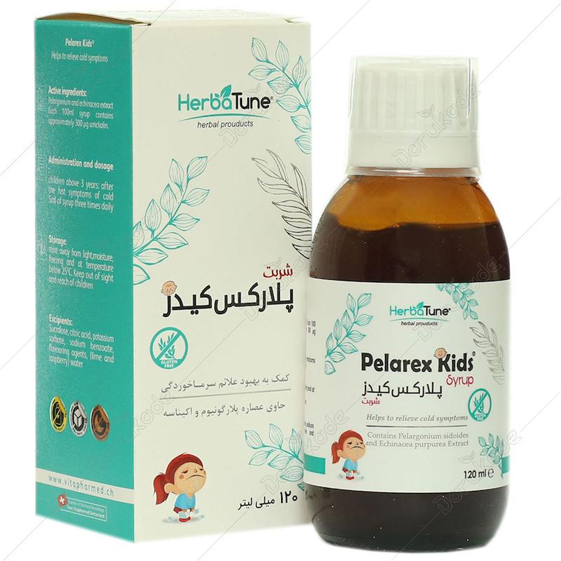 جعبه و بطری شربت پلارکس کیدز ایران داروک ۱۲۰ میلی لیتر داروی گیاهی عصاره پلارگونیوم درمان سرماخوردگی و سرفه کودکان - تیدارو