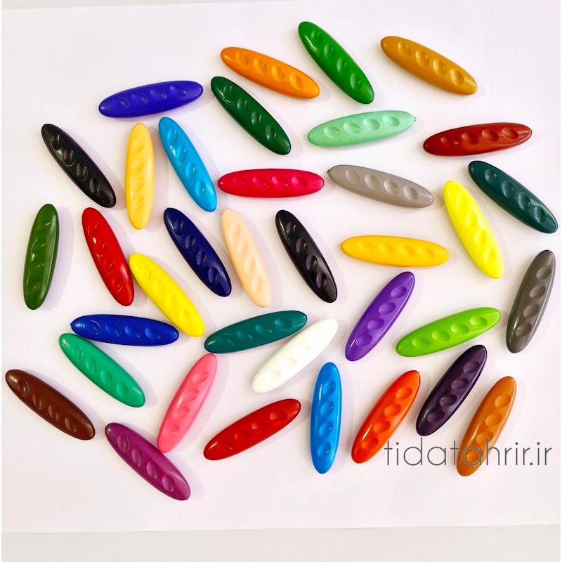 مداد شمعی ۳۶ ، ۱۲ رنگ سنگی /ضد آب/جادویی نشکن  بادامی / پاستل /بدون رنگدهی به دست