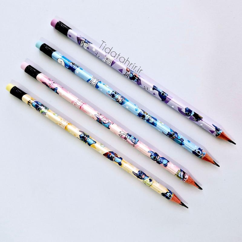 مداد ۳ گوش مشکی پاکن دار پرودون طرح استیچ