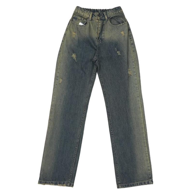 شلوار جین نیم بگ پشت کش