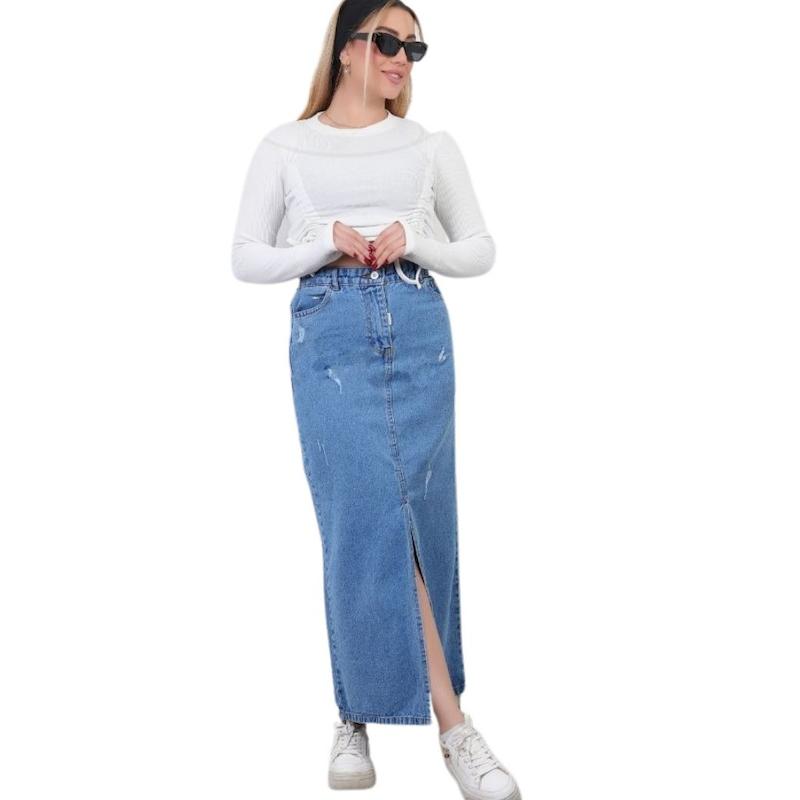 دامن جین جلو چاک 