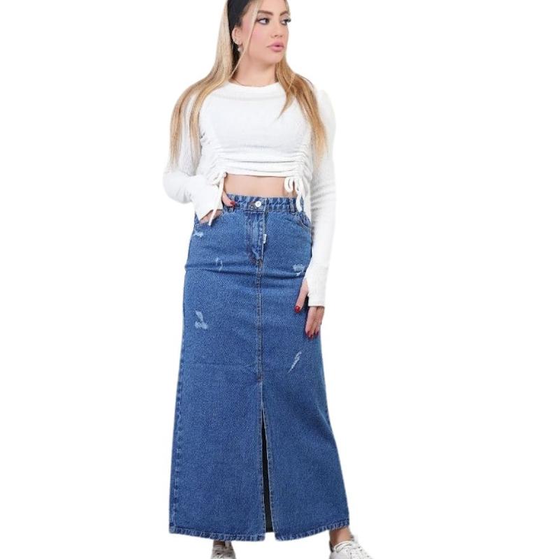 دامن جین جلو چاک 