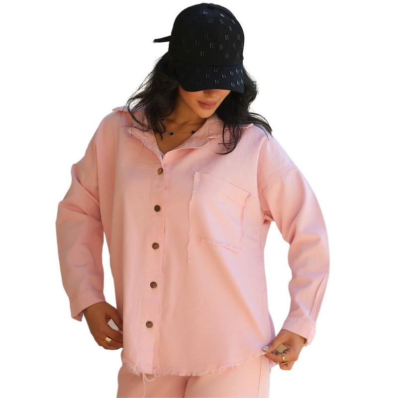 شومیز کتان تک جیب ریش دخترانه و زنانه