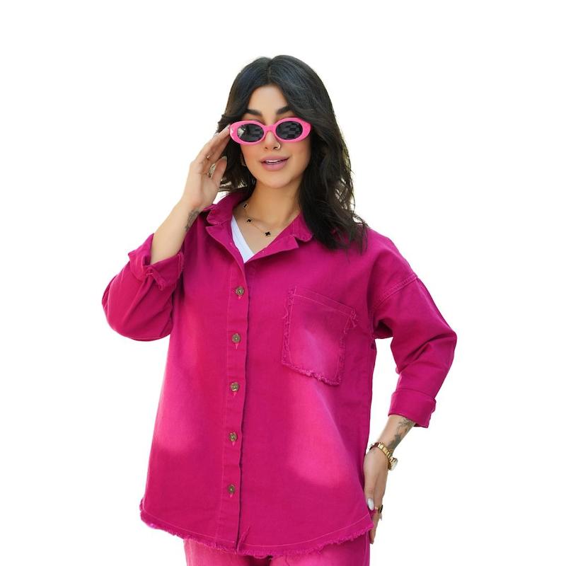 شومیز کتان تک جیب ریش دخترانه و زنانه