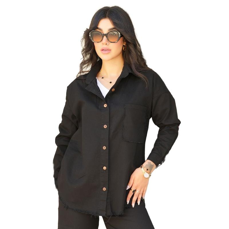 شومیز کتان تک جیب ریش دخترانه و زنانه