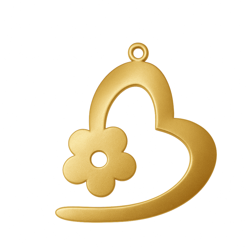 آویز طلا قلب و گل