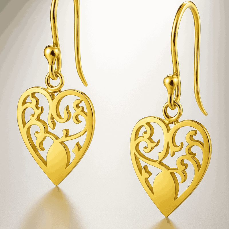 گوشواره میخی طلا اسلیمی قلب