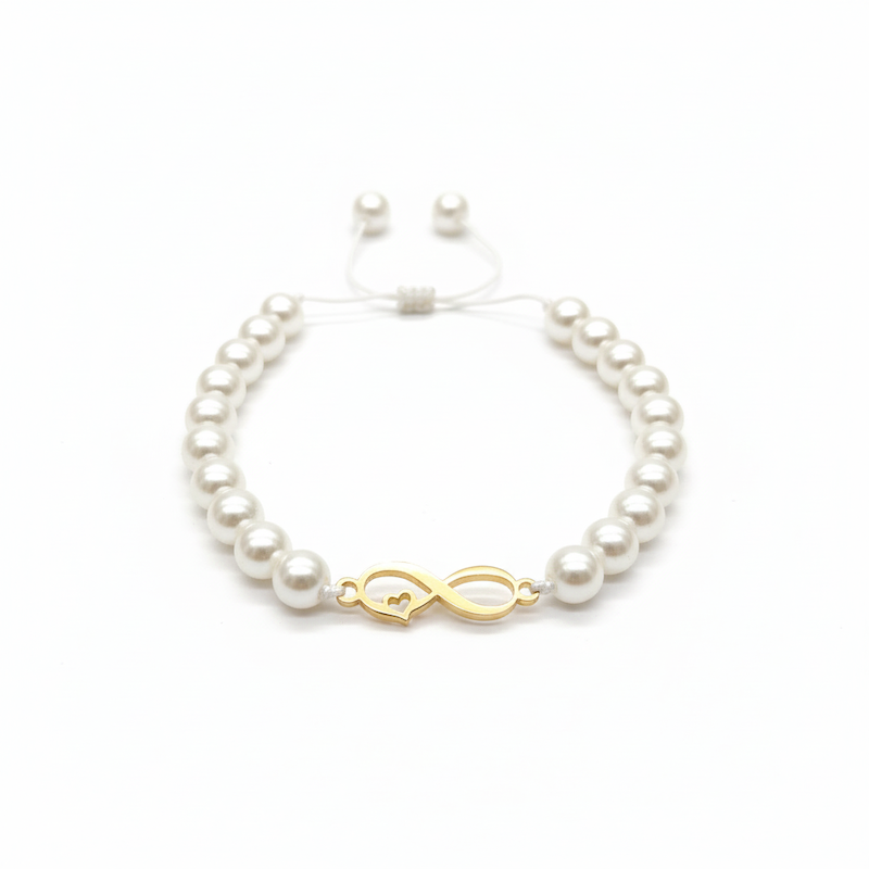 دستبند طلا مروارید بینهایت قلب