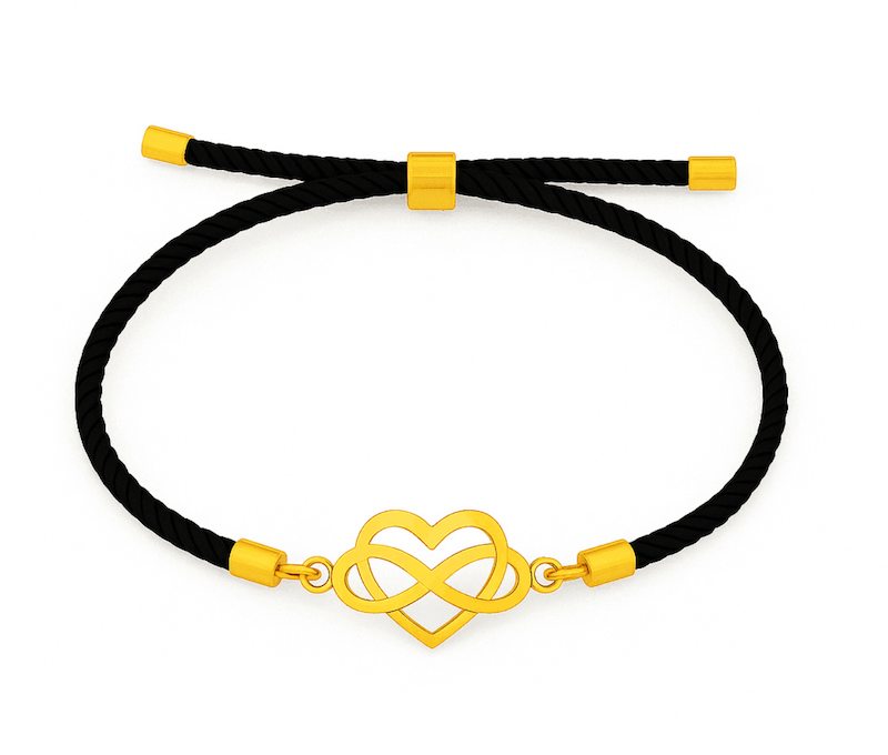 دستبند نخی طلا قلب بینهایت