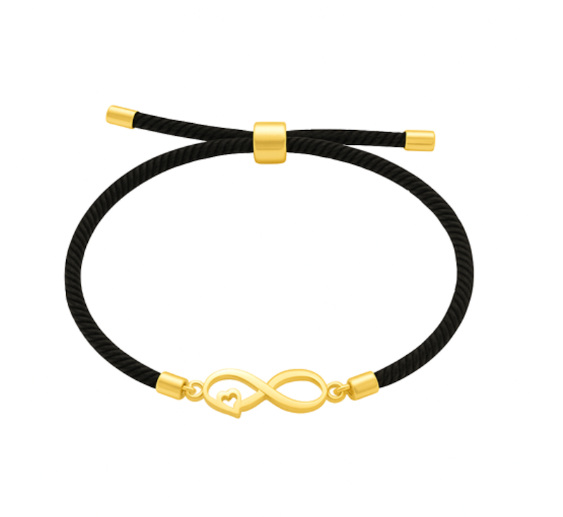 دستبند نخی طلا بینهایت قلب