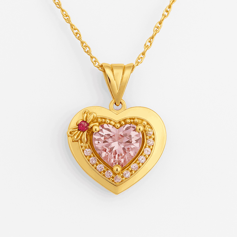 آویز طلا سواروفسکی قلب صورتی