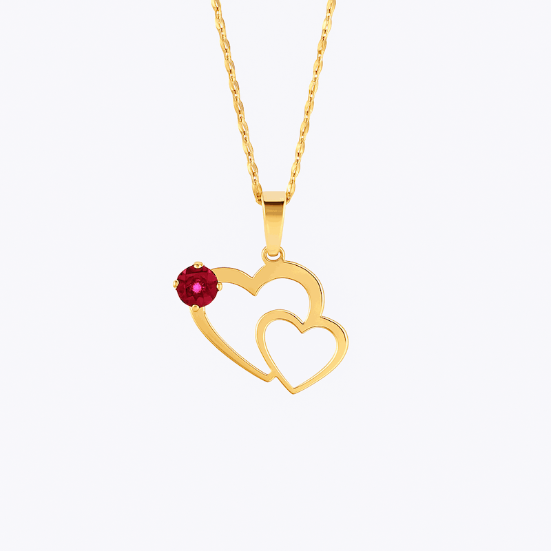 آویز طلا دو قلب نگین دار