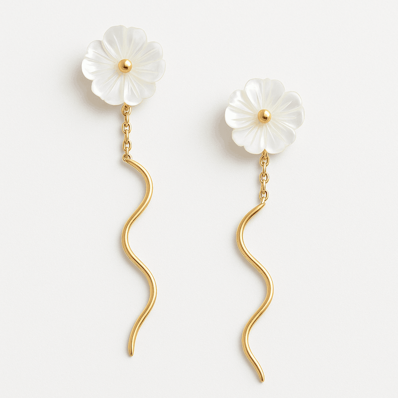 گوشواره کرلی گل صدفی