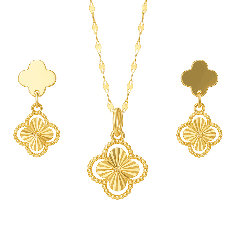 نیم ست ونکلیف تراش با گوشواره میخی و پلاک آویز