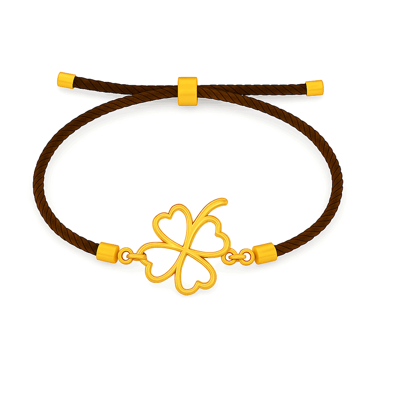 دستبند نخی طلا  شبدر قلب و شانس