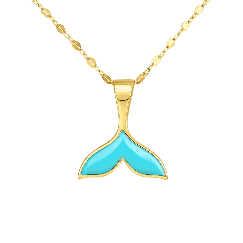 پلاک آویز طلا دم نهنگ وال با رنگ مینا