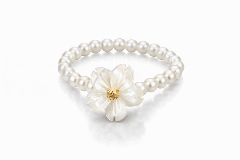 انگشتر طلا مرواریدی گل صدفی