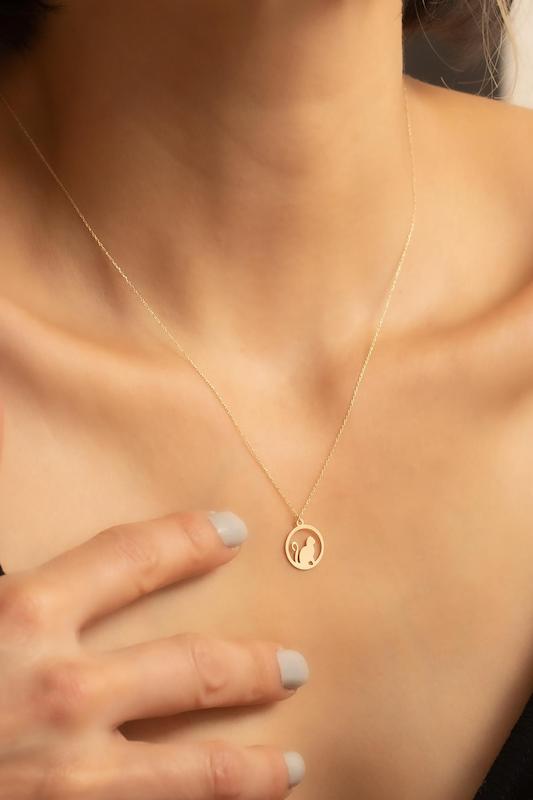 پلاک آویز طلا مدل حلقه گربه