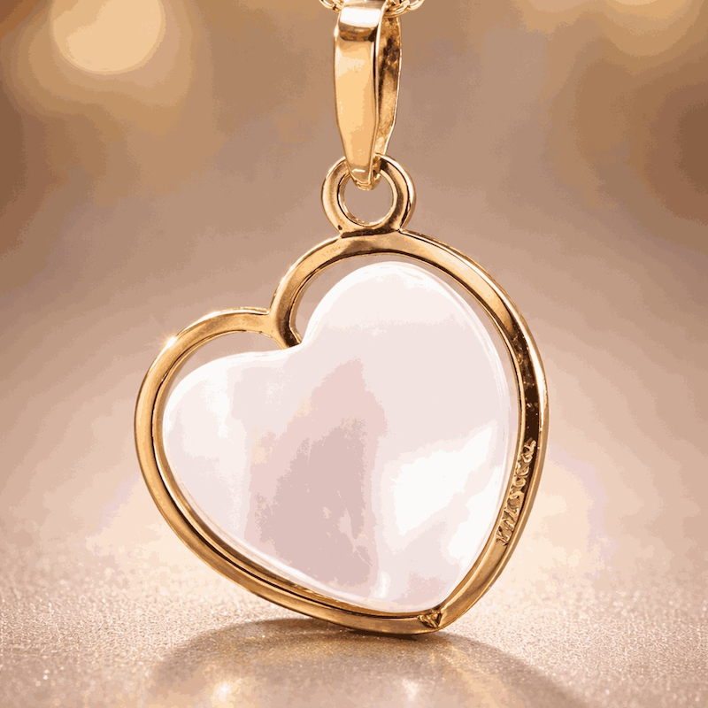 پلاک آویز طلا قلب صدفی