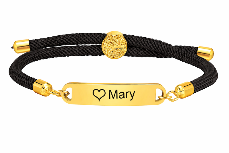 دستبند طلا نخی اسم سفارشی