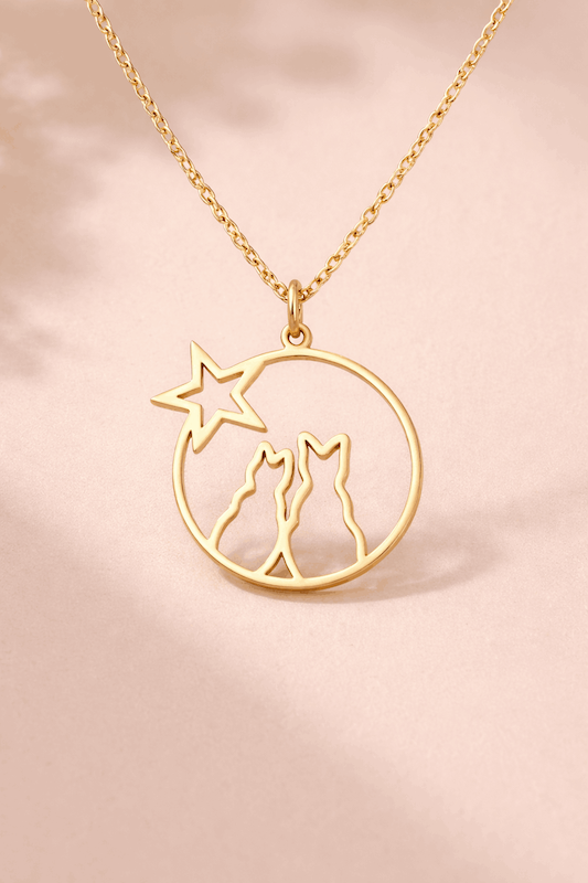 پلاک آویز طلا حلقه ستاره گربه