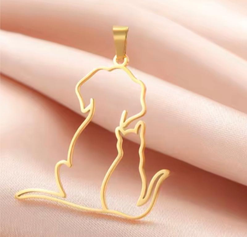 پلاک آویز طلا سگ و گربه