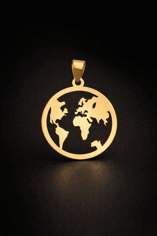 پلاک آویز طلا مدل جهان