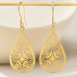 گوشواره زنانه طلا ۱۸ عیار گوشواره آویز عصایی مدل قطره filigree اسلیمی