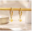 گوشواره طلا ۱۸ عیار زنانه مدل حلقه با آویز قلب